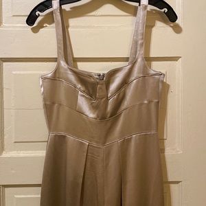 Full length, wide leg, champagne colored formal jumpsuit by Mestiza.